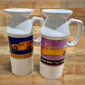 Vintage Car Ceramic Mugs/Pitchers – REO & Nash 400 – Retro Auto Collectible